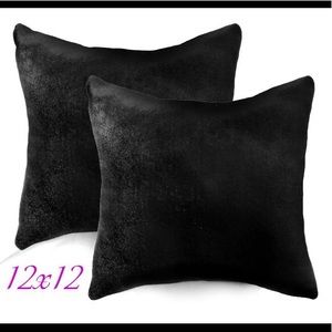 Pair of Black Velvet Pillows 12x12" New